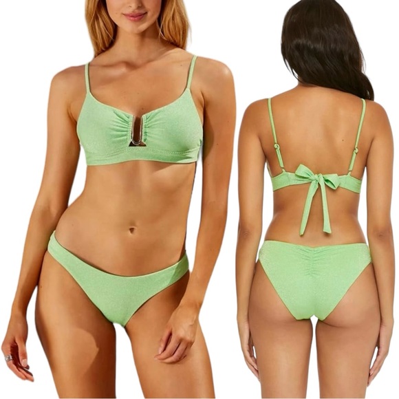 NWT BECCA Glimmer Amira Top and Adela Hipster Two Piece Swimsuit. Size Medium - Picture 1 of 11